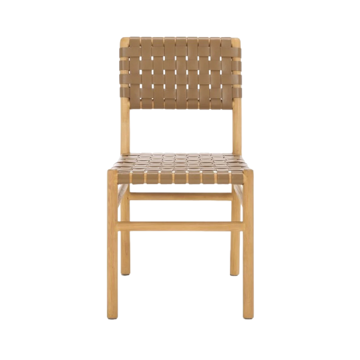 Archie Woven Leather Chair in Dark Tan - Set of 2