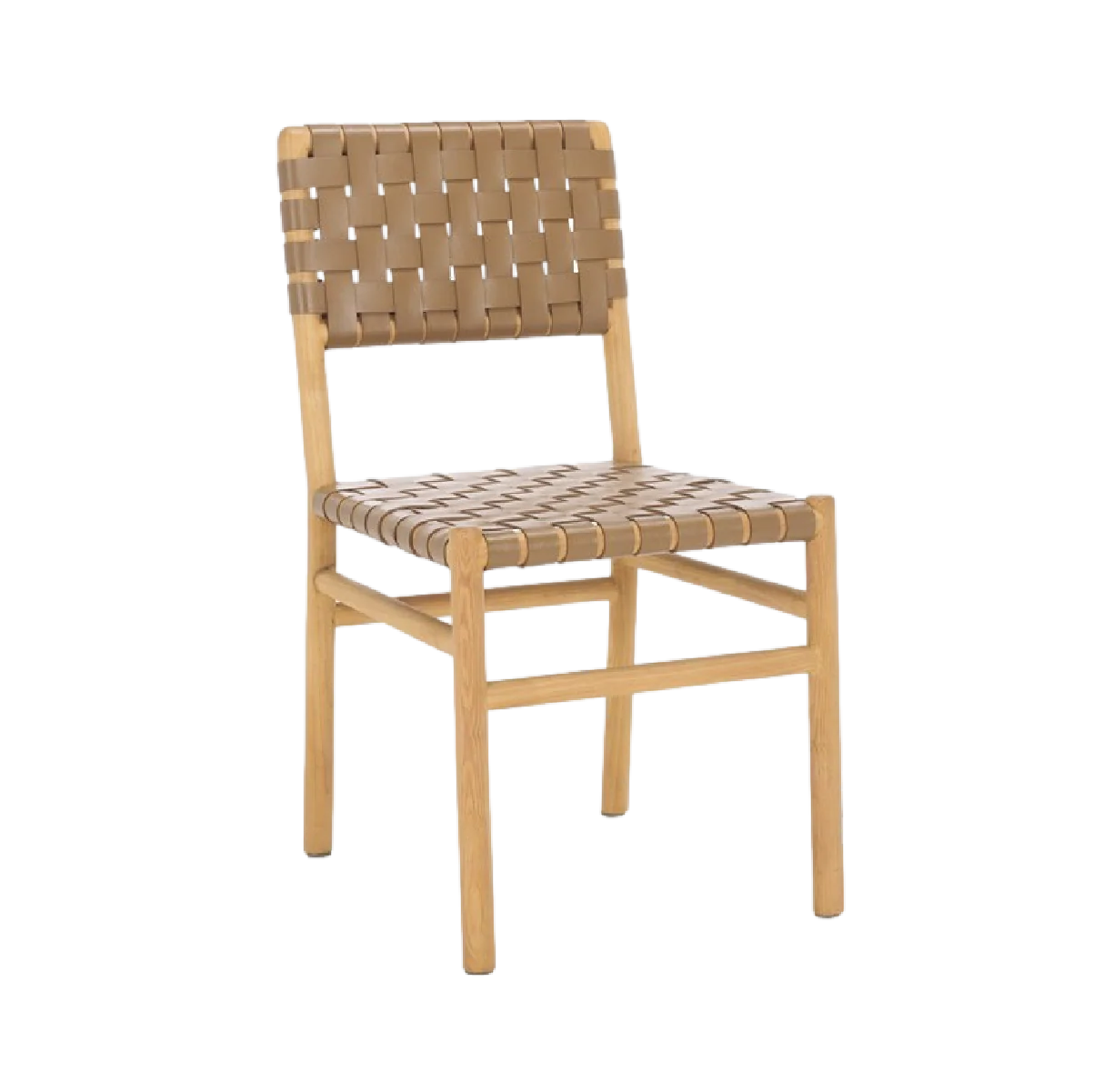 Archie Woven Leather Chair in Dark Tan - Set of 2 - Image 2