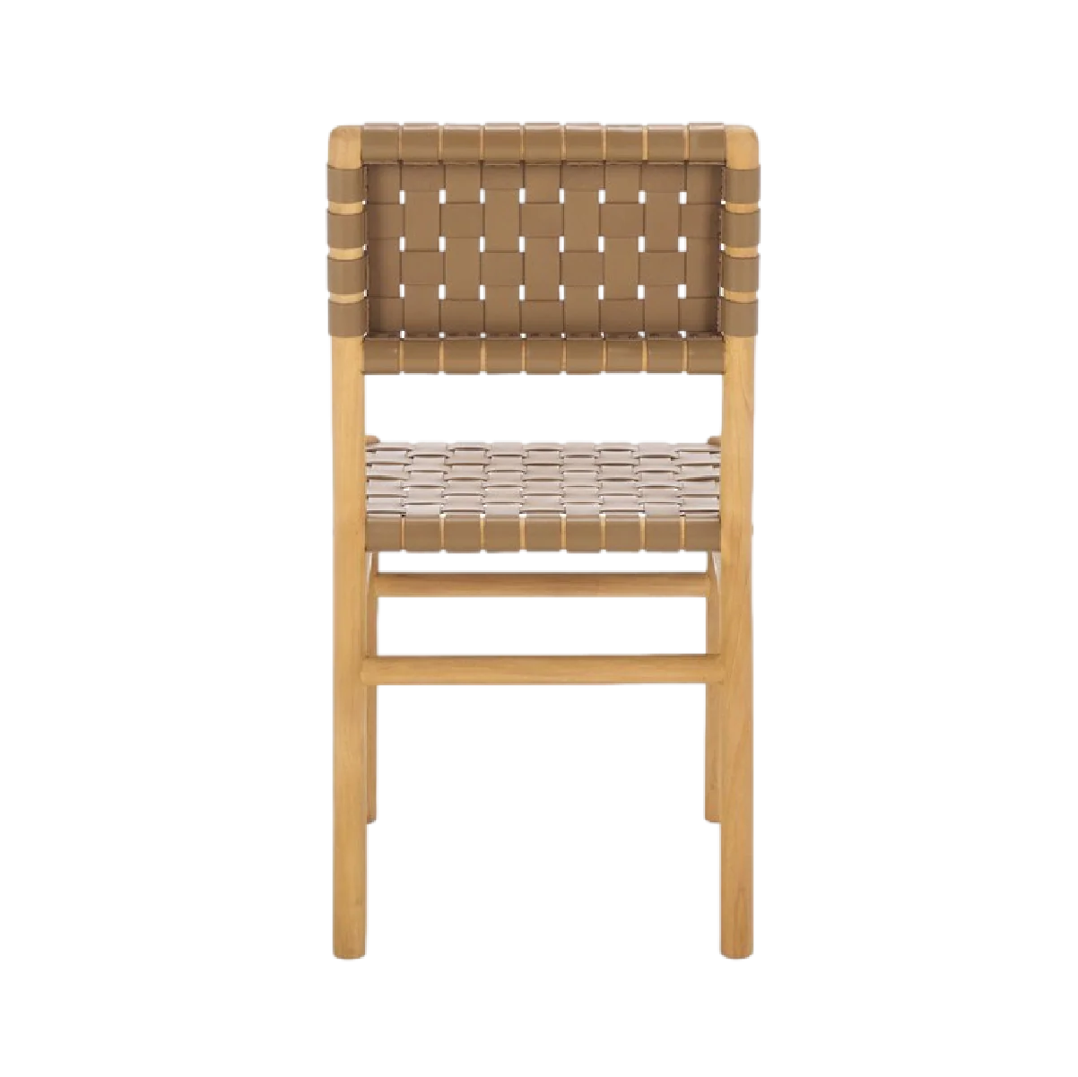 Archie Woven Leather Chair in Dark Tan - Set of 2 - Image 4