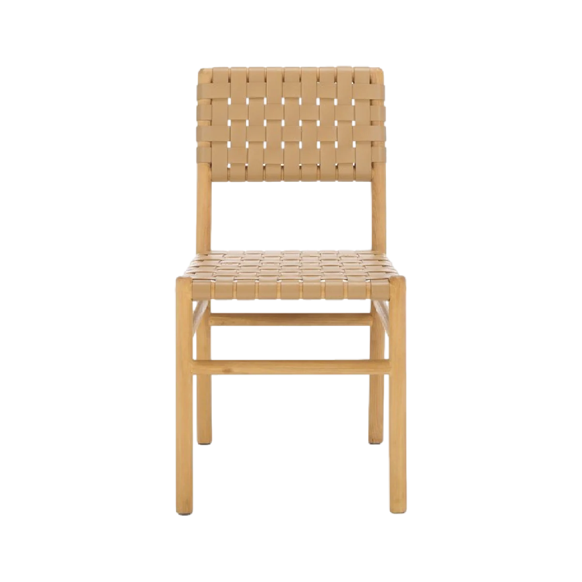 Archie Woven Leather Chair in Light Tan - Set of 2