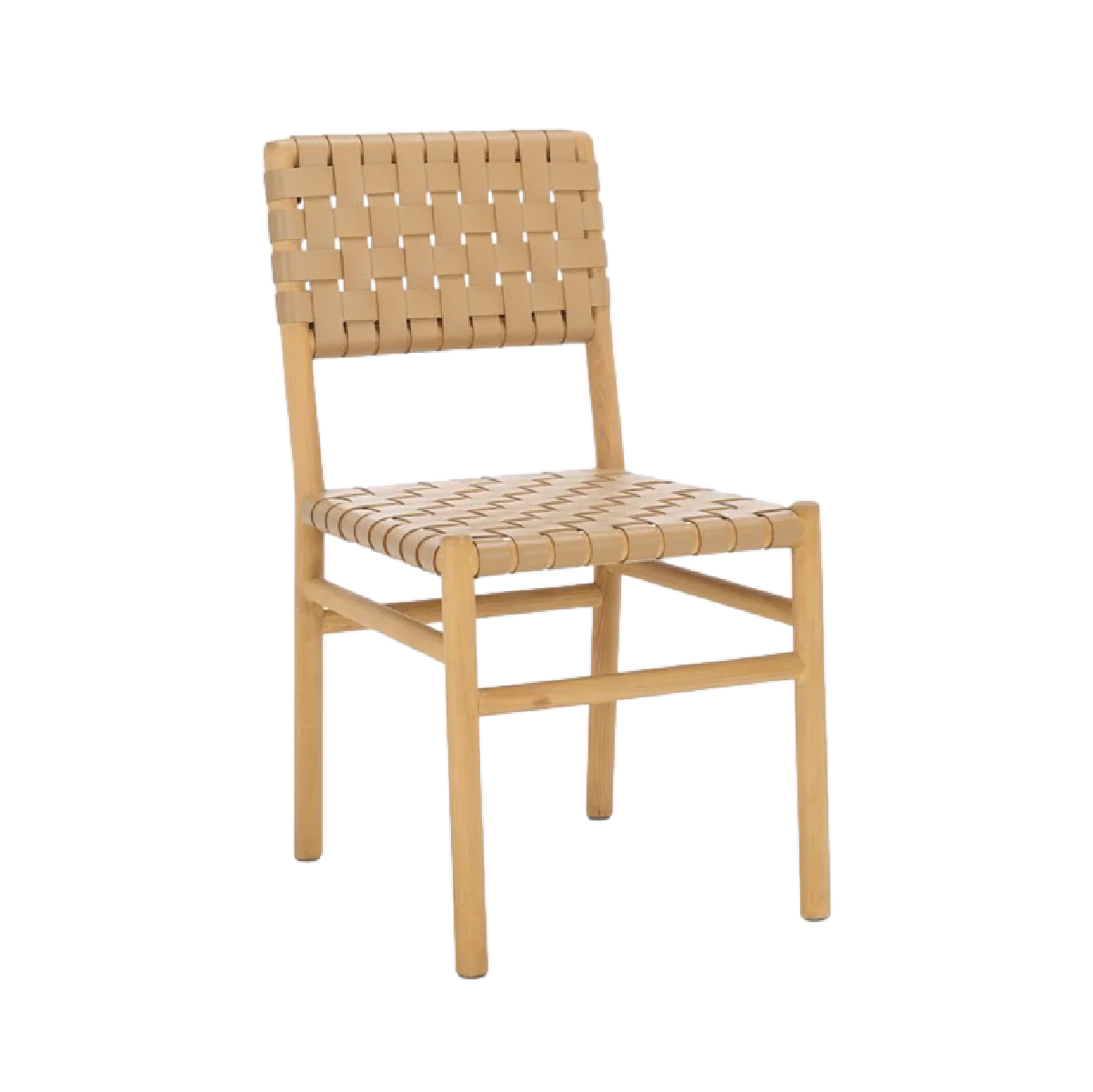 Archie Woven Leather Chair in Light Tan - Set of 2 - Image 2