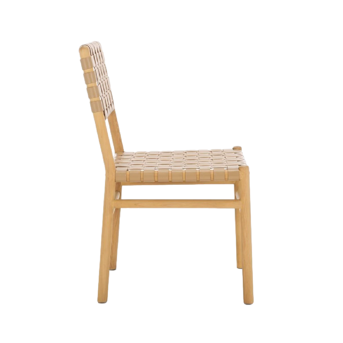 Archie Woven Leather Chair in Light Tan - Set of 2 - Image 3