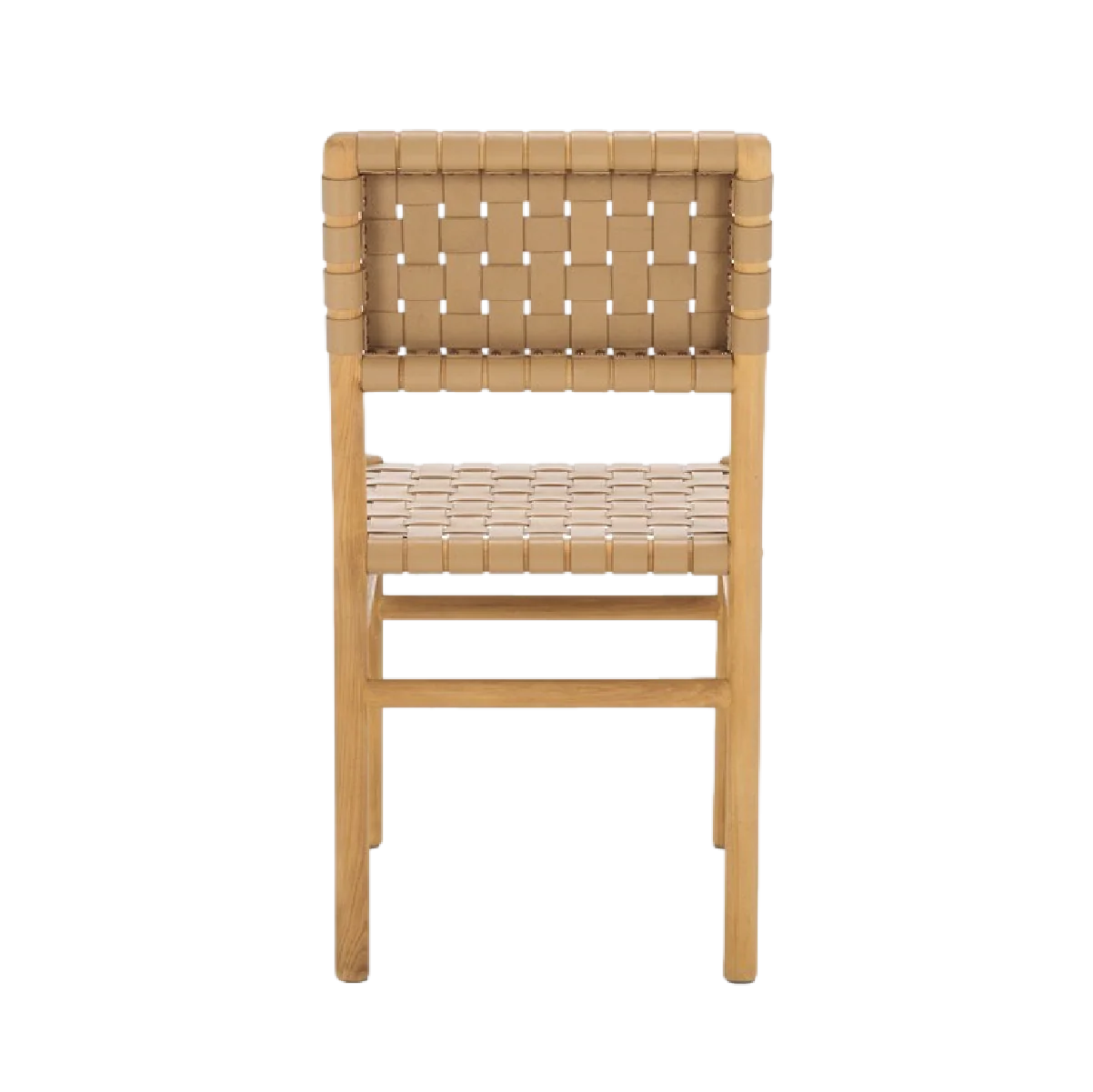 Archie Woven Leather Chair in Light Tan - Set of 2 - Image 4