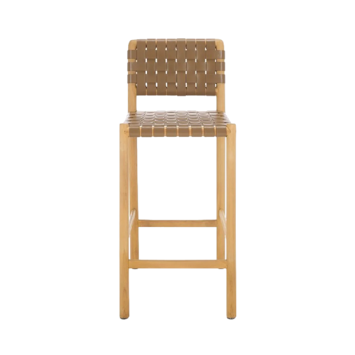 Archie Woven Leather Counter Stool - Dark Tan