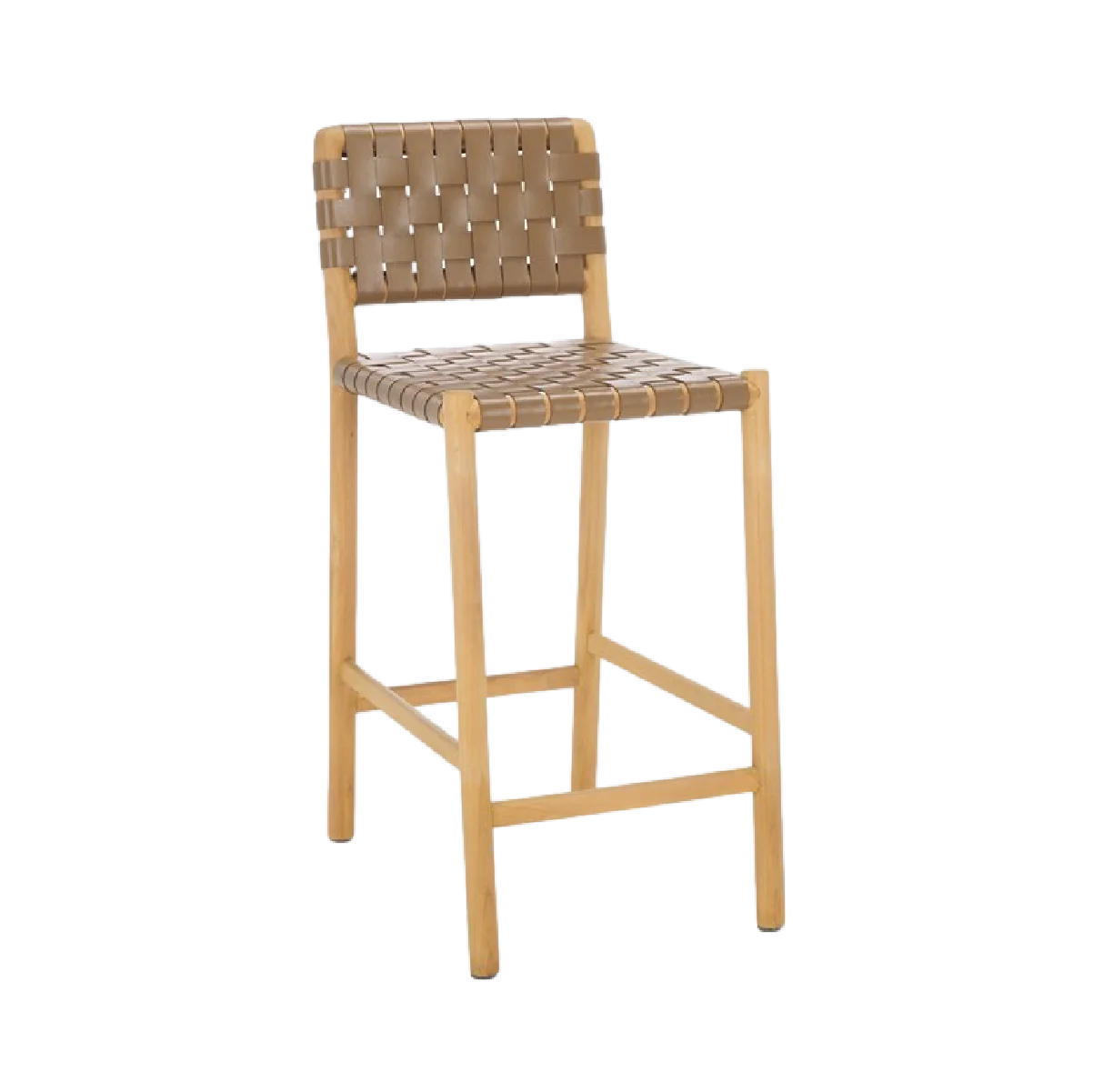 Archie Woven Leather Counter Stool - Dark Tan - Image 2