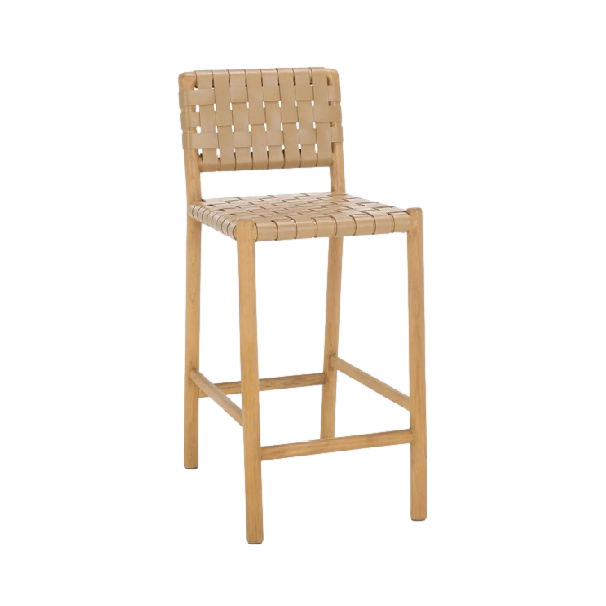 Archie Woven Leather Counter Stool - Light Tan - Image 2