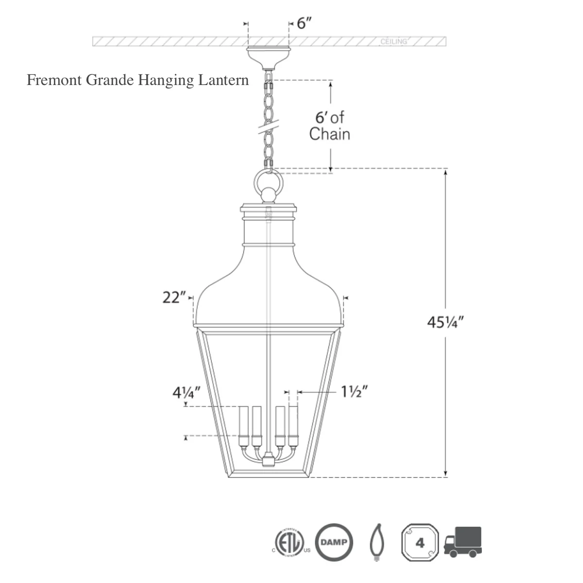 Fremont Hanging Lantern - Image 8
