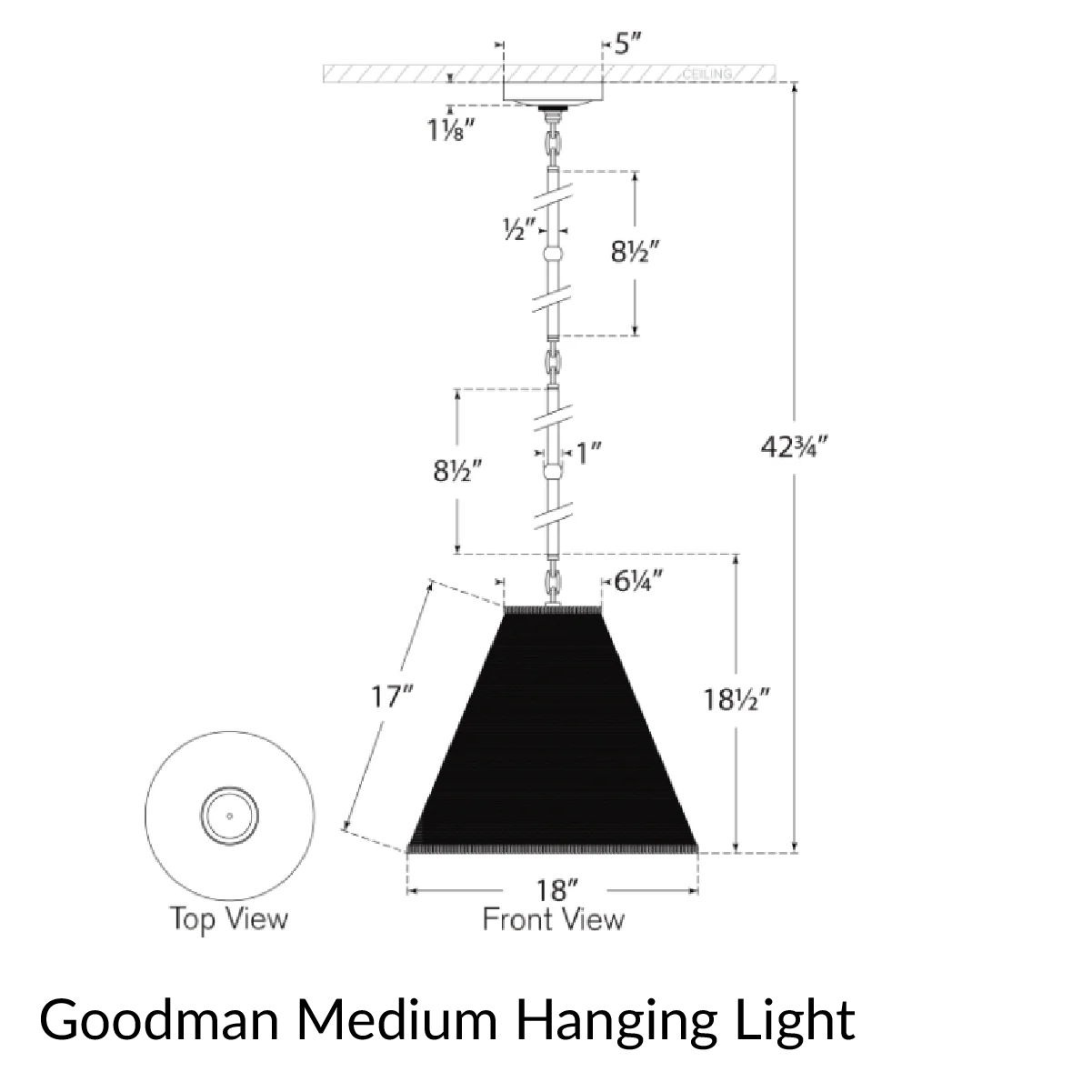 Goodman Hanging Lamp - Linen Shade - Image 18