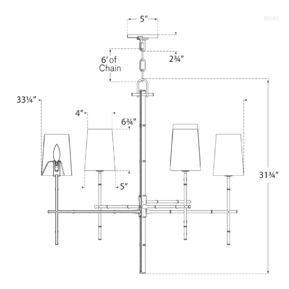 Grenol Medium Modern Bamboo Chandelier - Image 2