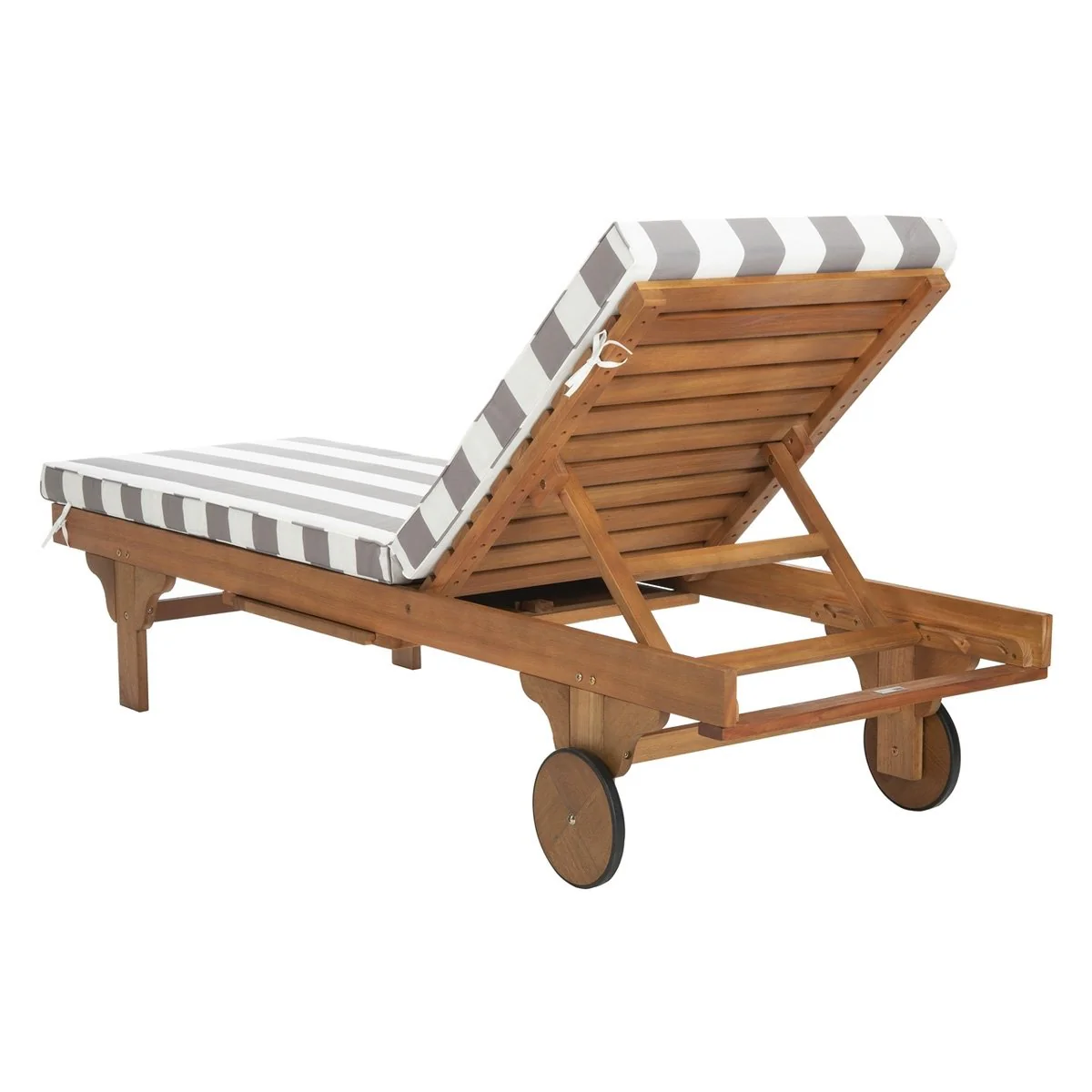 Hampton Chaise with Side Table - Natural Grey & White Stripe - Image 2