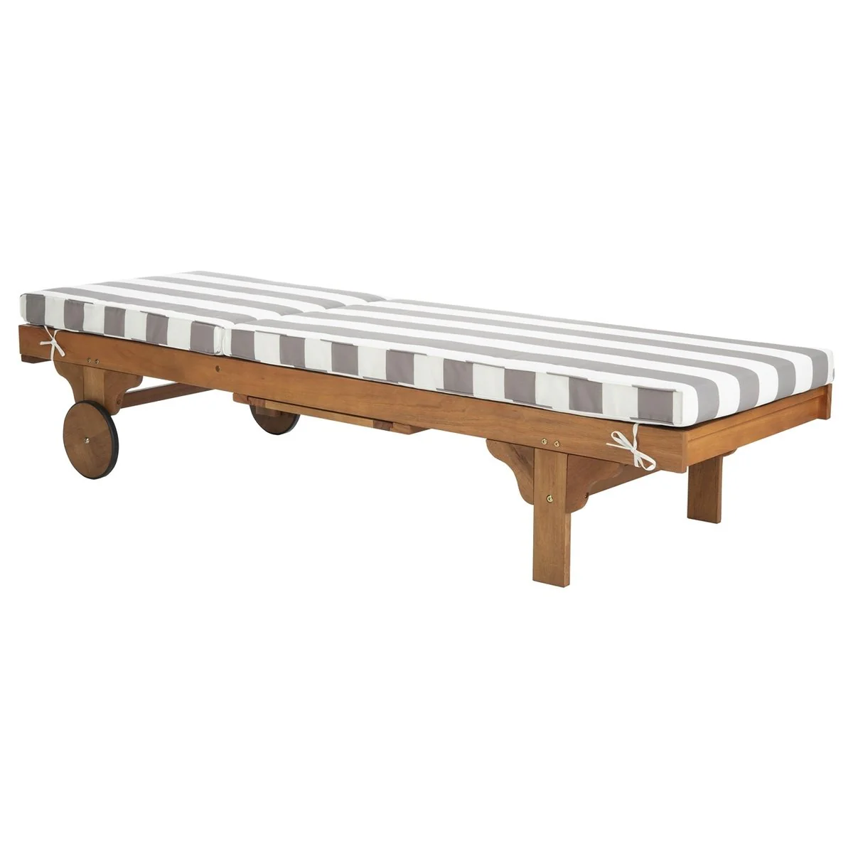 Hampton Chaise with Side Table - Natural Grey & White Stripe - Image 3