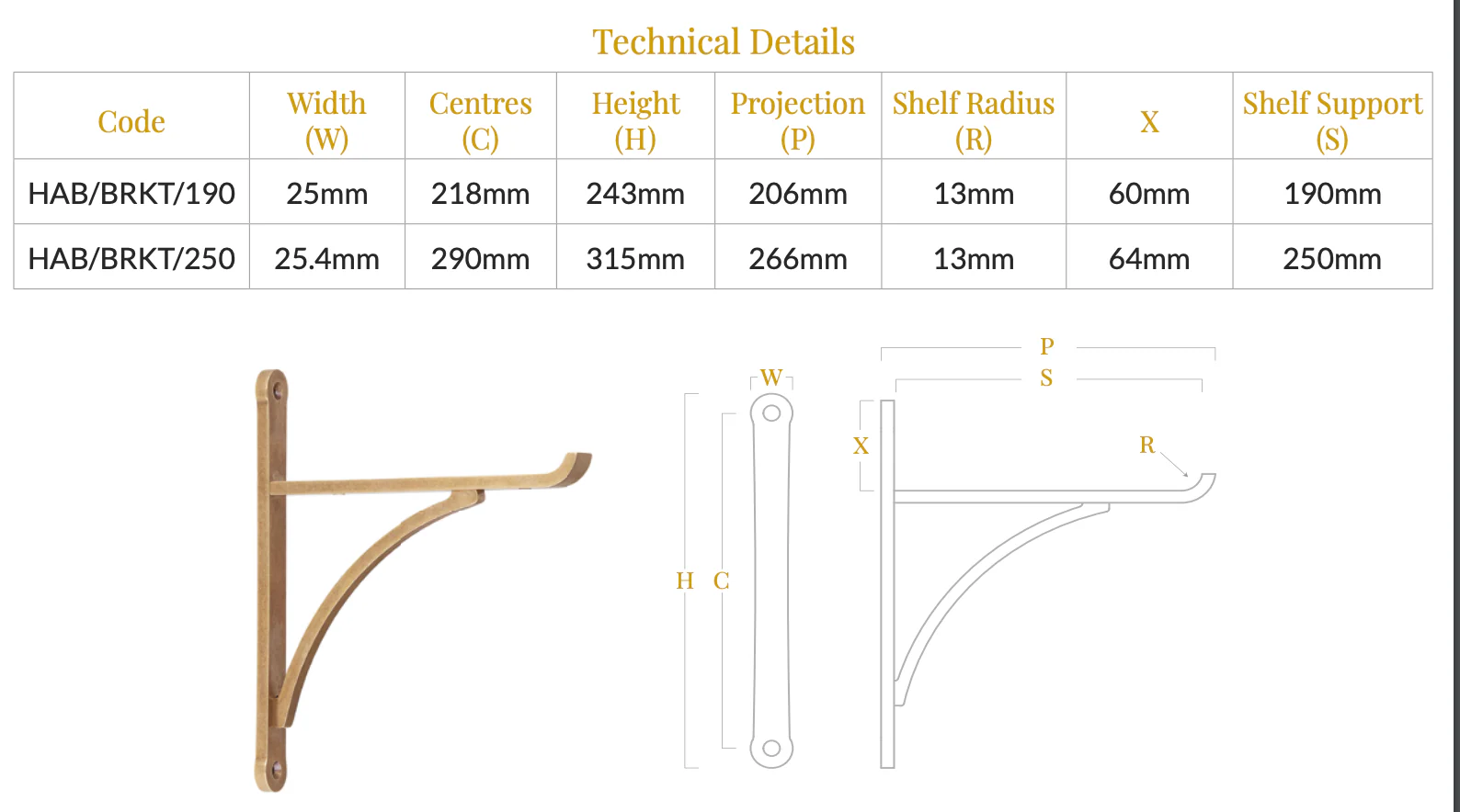 Harborne Brass Shelf Bracket - Image 4