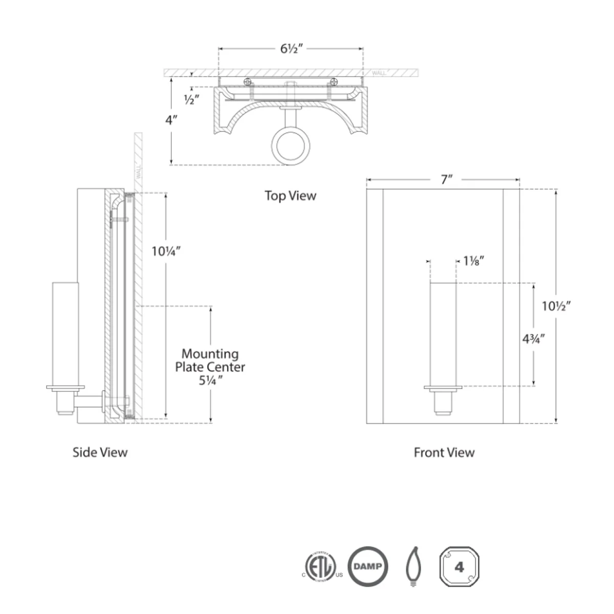 Leeds Small Rectangle Sconce - Image 3