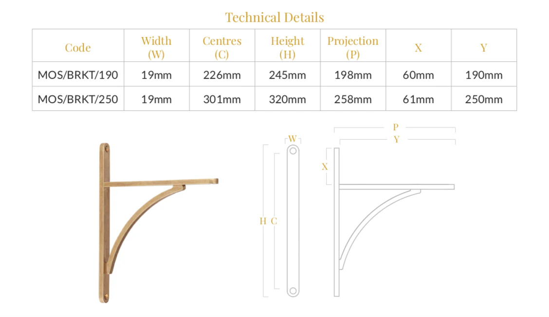 Moseley Brass Shelf Bracket - Image 3