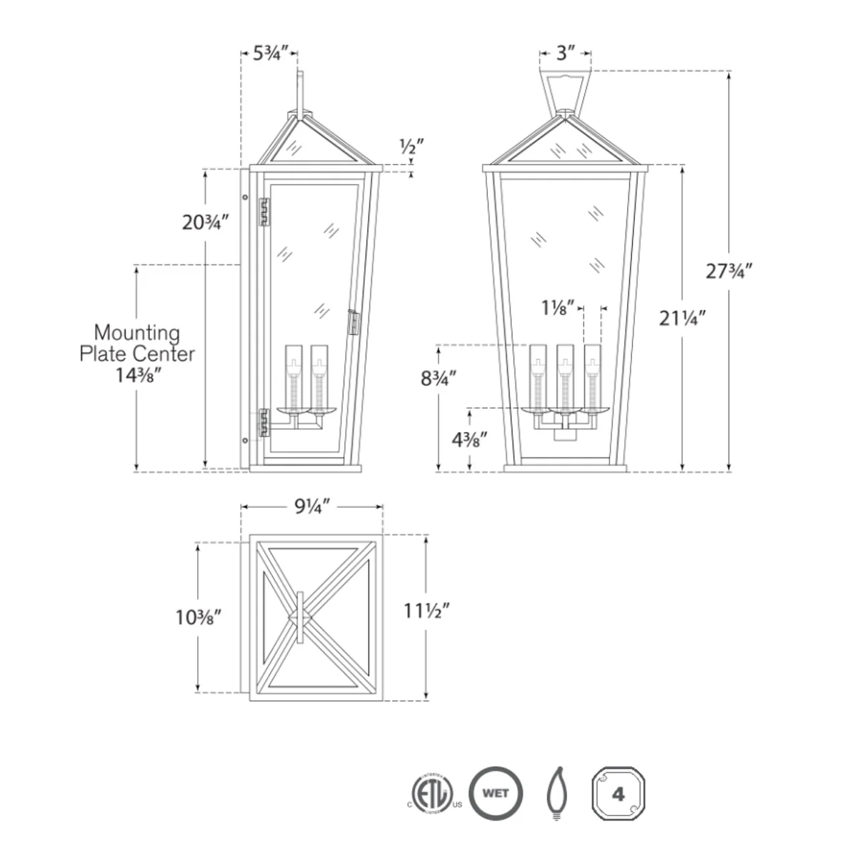 Outdoor Darlana Tall 3/4 Wall Lantern - Image 4