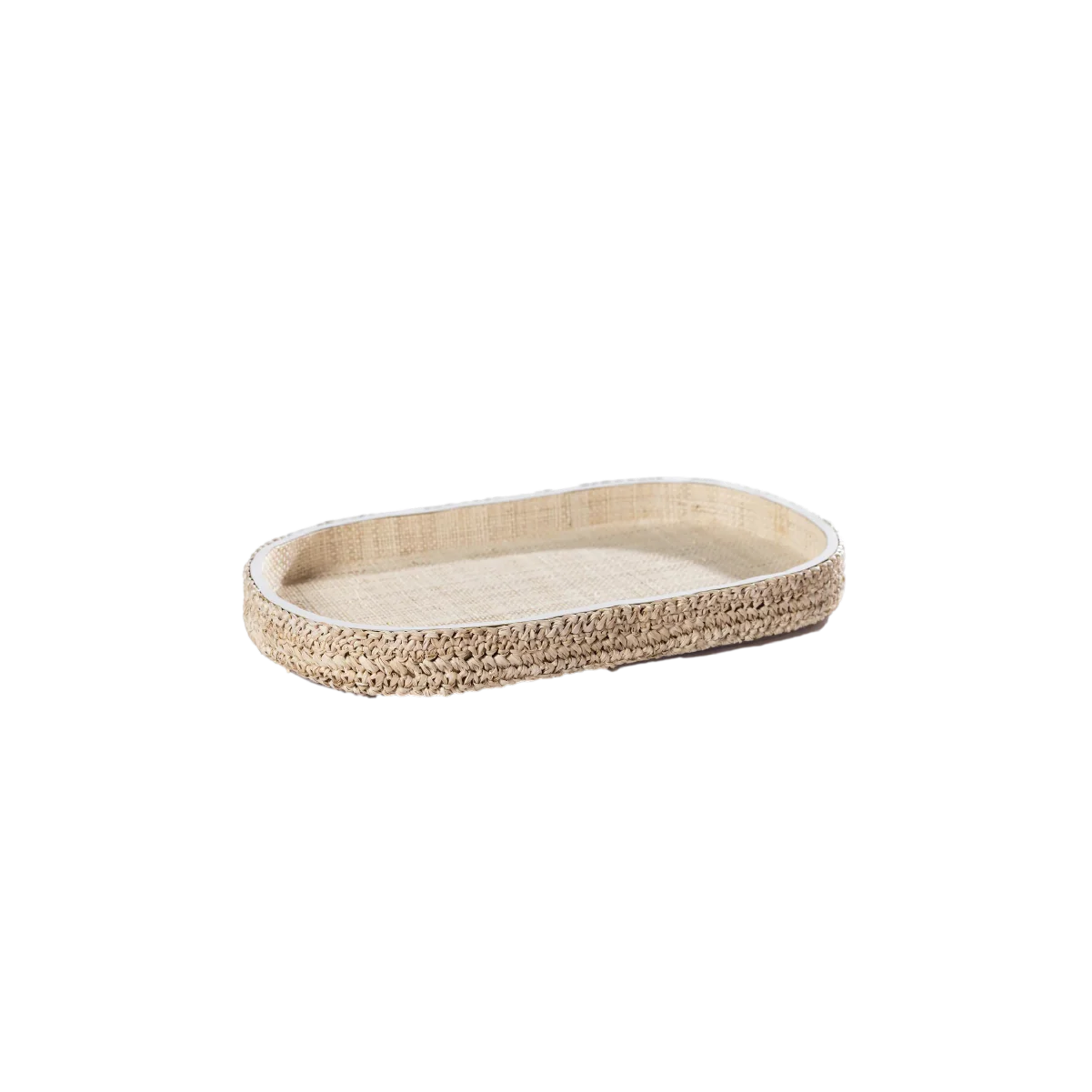 Roe Raffia & Leather Tray - Image 3