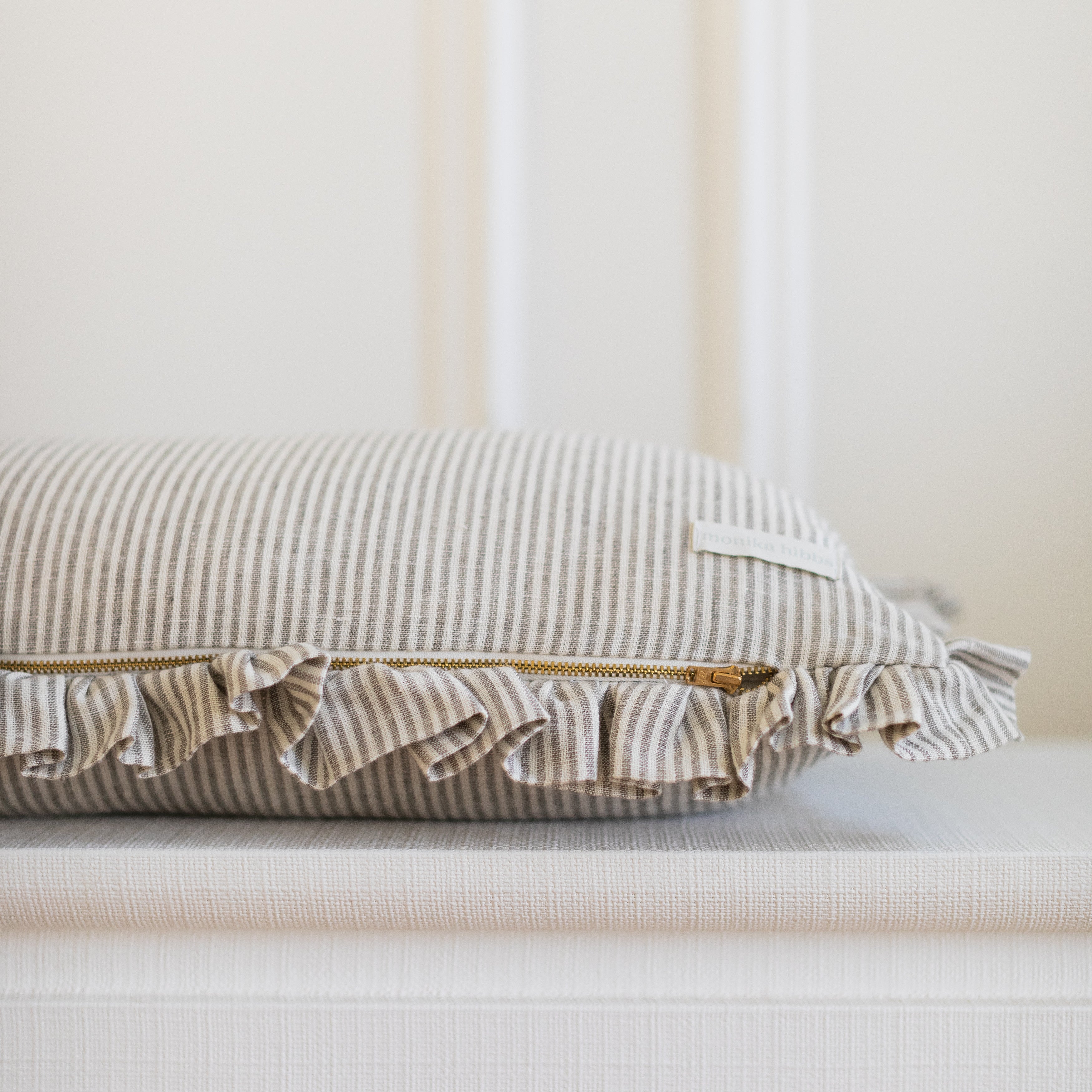 Sallie Ruffle Pillow Cover - Grey - Image 2