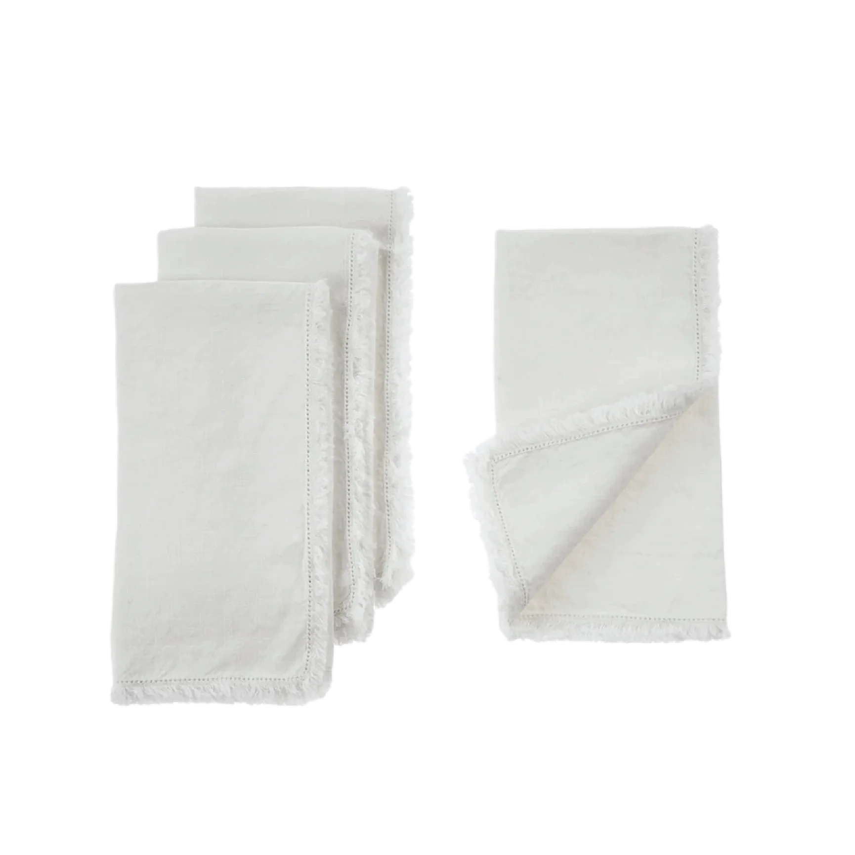 Snowfall White Linen Napkin - Image 2